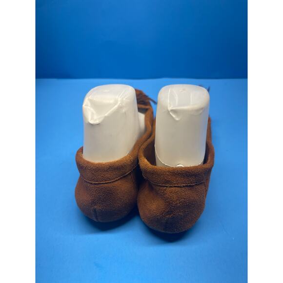 Women's Minnetonka Beaded Fringe Moccasins Brown Suede Leather size 8.5 - Picture 5 of 10